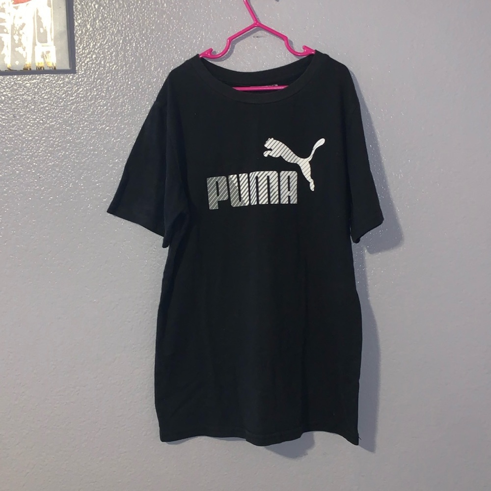 Puma Logo Short Sleeve Shirt Youth Large Black Short Sleeve BN0499